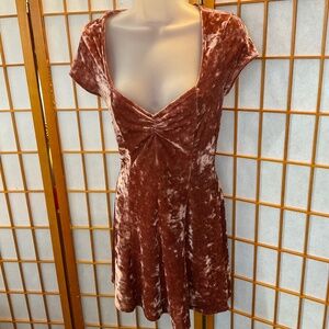 Blush Pink Fit & Flare Crushed Velvet cutie mini dress